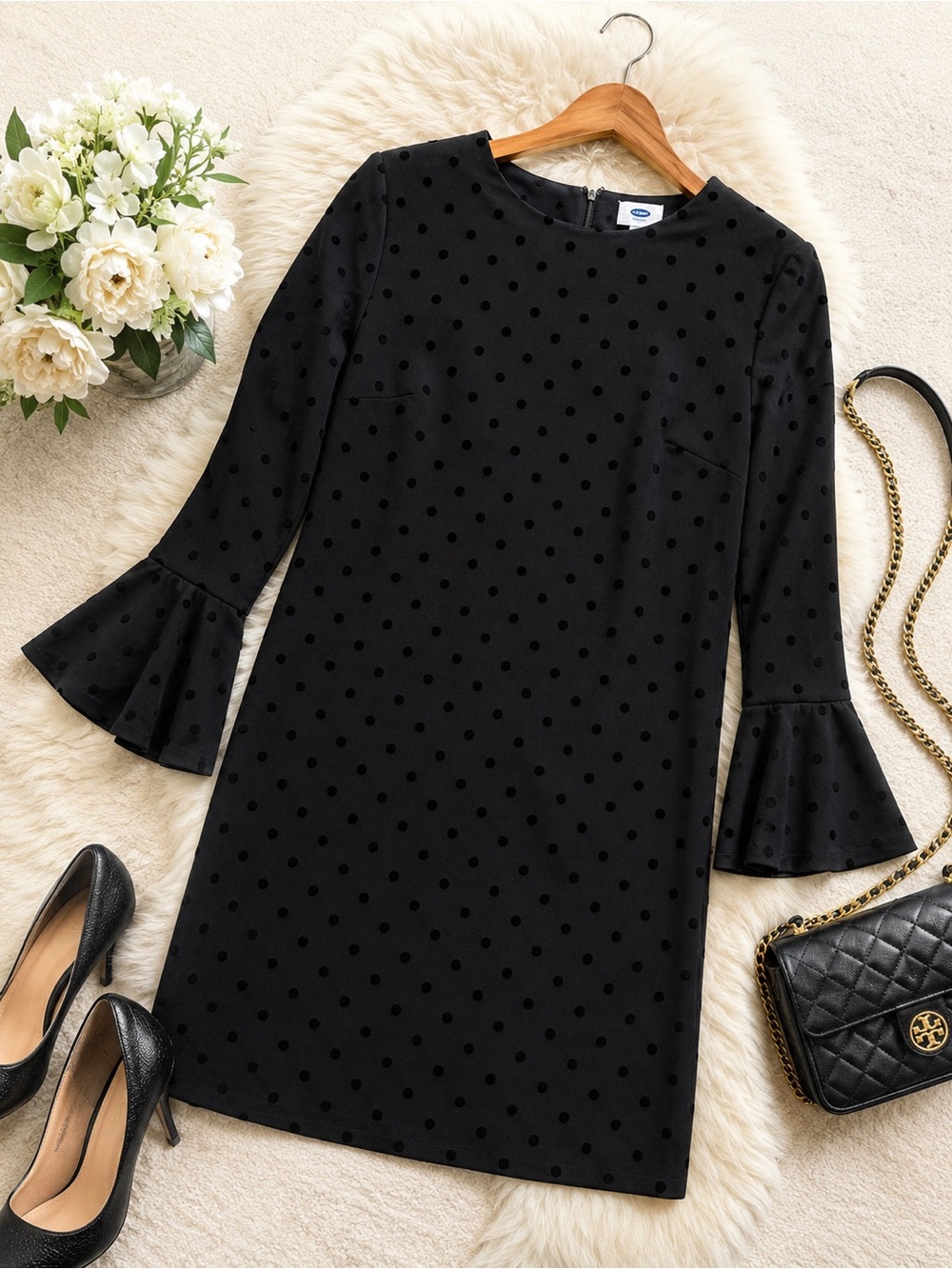 Black dress with polka dots - size M